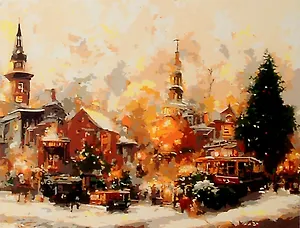 Холст с красками по номерам "Новогодняя суета", 40 х 50 см