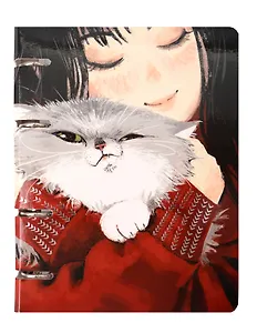 Тетрадь 100л кл. "Обнимашки" на кольцах, мел.картон, глянц.ламинация, тичнение фольгой Серебро, квадр.корешок, скругл.углы