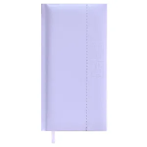 Еженедльник дат. 2025г. 64л 87x166 "Джут", сиреневый, карманный, вертик, кожзам, тв.переплет, обл.поролон, блинт.тиснение, офсет, ляссе