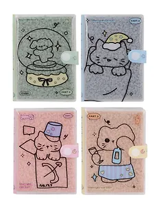 Записная книжка А7 96л нелин. "Сонные котики" мех, ПВХ-обл., ассорти