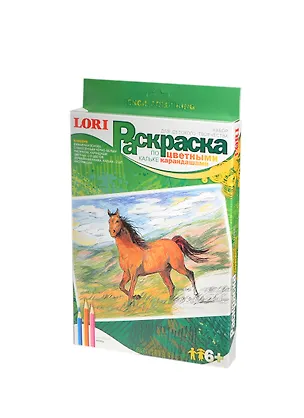 Раскраска по кальке цветными карандашами Конь (Рн-017) (LORI) (набор для творчества) (6+) (коробка) 2418710