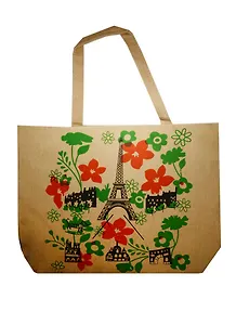 Сумка на молнии Эйфелева башня и цветы (42х34) (текстиль) (12-11522-854)