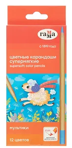 Карандаши цветные 12цв "Мультики" трехгранные, к/к