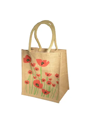 Джутовая сумка "Восточные цветы" 32x34x18см, длина ручки- 60 см, PB1482 2373681