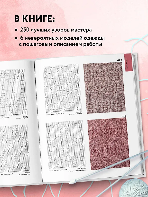 Книга Вязание ХИТОМИ ШИДА. 250 узоров, 6 авторских моделей. Расширенное издание первой и основной коллекции дизайнов для вязания на спицах (Хитоми Шида) — 9