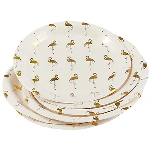 Набор бумажных тарелок Золотые фламинго (22 см) (6 шт) (12-01582-F3) 2689345