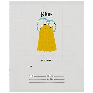 Тетрадь в крупную клетку Listoff, Boo!, 12 листов, в ассортименте
