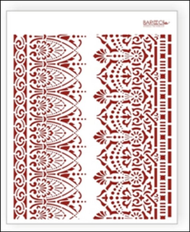 Трафарет пластиковый многоразовый Кружевные бордюры 4 (20х25) (К-04) 2314243 — 1