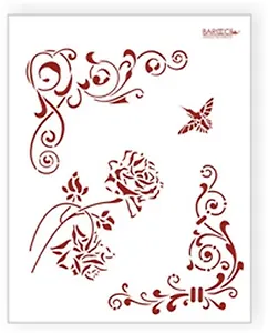 Трафарет пластиковый многоразовый Роза и колибри (20х25) (Л-035)