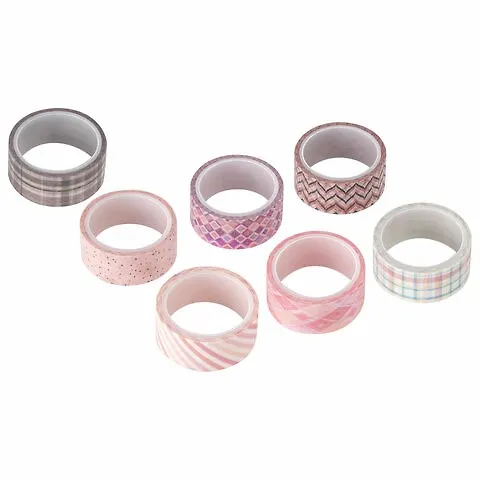 Клейкие WASHI-ленты д/декора Оттенки розового, 15мм*3м, 7цв, рисовая бумага, ОСТРОВ СОКРОВИЩ, 661704 2811391 — 3