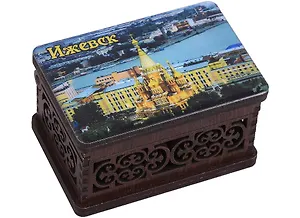 ГС Шкатулка Ижевск Панорама города (дерево) (9,5 x 6,5 x 5,2)