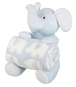 Плед с игрушкой Голубой слоник (100х75)  (h игрушки 25см) (851-008) 2562046