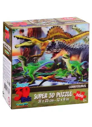 Пазл 100 Super 3D KidsХищные динозавры (Carnotaurus). 2790006