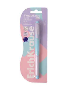 Ручка шариковая синяя "ErgoLine Kids Stick&Grip Pastel" 0,5мм, блистер, подвес, ErichKrause