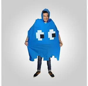 Пиксельный пончо (дождевик) синий (00011)