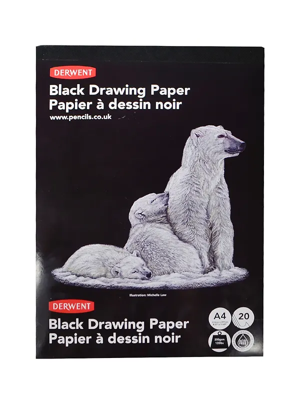 Блокнот для эскизов А4 20л "Black Sketch Portrait" 200г/м2, бескислотная черная бумага, Derwent 224558 — 1