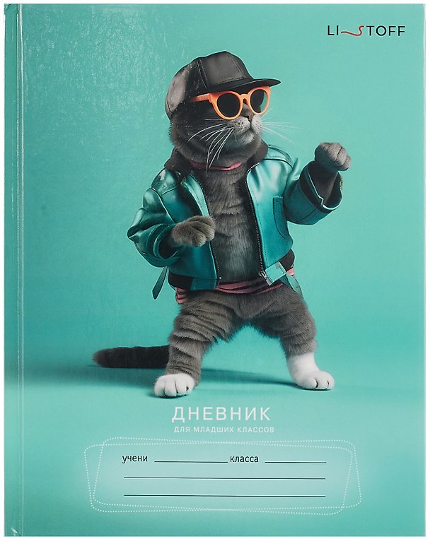 Дневник школьный «Стильный кот», для младших классов, Listoff 3090490 — 1