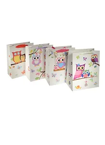 Пакет подарочный бумажный А5 18*23*10 "Совы.Owls на белом", детский, матовый ламинат, Kairui
