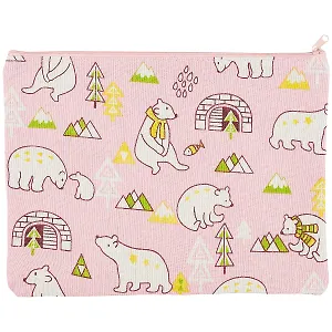 Папка для тетрадей В5 "Белые медведи" молния, лен