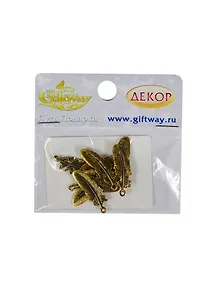 Фурнитура металл подвеска Перо малое золото (00009812) (8шт) (39х5х1мм) (10гр/уп)