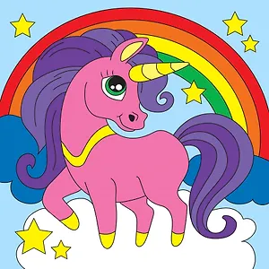 Картина по номерам .Милый единорог и радуга, 15*15 см.