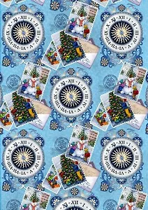 Бумага подарочная 80г/м, 100*70см "Праздничные марки"мелованная с одной стороны, с полноцветным декоративным рисунком 75184