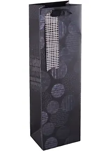 Пакет бутылочный 39*12*9 "Bag for bottle" бум., мат.пленка, тиснение, тег с тиснением