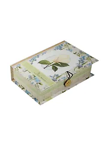 Шкатулка-книга с пуговицей картон S Летние цветы (18х12х5см) (39484)