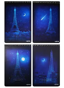 Блокнот B5 48л 175*240 "Ночной Париж" карт.обл., гребень, ассорти, Lenwa