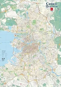 Карта настенная. Санкт-Петербург. Масштаб 1:35 000