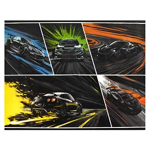 Клеенка для уроков труда "Неоновые тачки" 500*700мм, ПВХ 130мкм, подвес