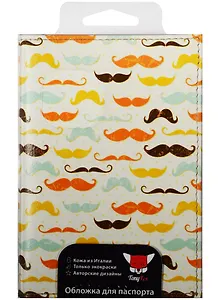 Обложка для паспорта Усы цветные (кожа) (07-026)