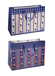 Пакет подарочный бумажный А3 45*33*10 "Штурвал и якорь",нейтр., разноцвет., мат. ламинат, Хансибэг