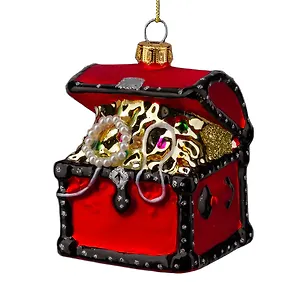 Новогоднее подвесное украшение ErichKrause Decor Сундук с сокровищами (стекло) (8см) (64402) 3177022