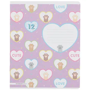 Тетрадь в клетку Academy Style, "Котомания", 12 листов, в ассортименте