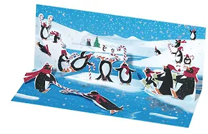 3D открытка Пингвины (Penguins) (панорама) (A057)