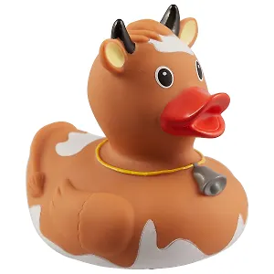 Игрушка для ванной, уточка резиновая FUNNY DUCKS "Уточка корова коричневая" (1843)