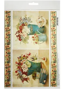 Декупажная карта Вазы с цветами (А4) (пл. 40г/м2) (Karal148) (упаковка)