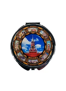 Зеркало металл коллаж "8" D7 плоское "Москва. Спасская башня Кремля."цвет серебро (312CHE-K8-21-1)