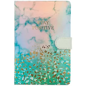 Блокнот с магнитной застежкой Мрамор Stay positive (голография, золото) 2840511