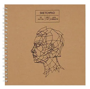 Скетчбук 190*190 18л "Craft life. 5"  акварел. бумага, 240г/м2, крафт картон, тиснение фольгой, евроспираль