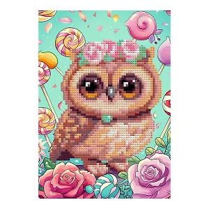 Алмазная мозаика 15*20 детская (неполное заполнение) "Совушка"