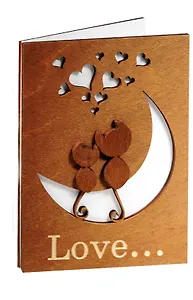 Открытка дерево Love Кошки и месяц