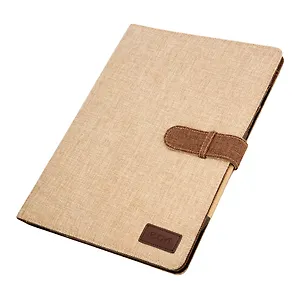 Блокнот А4 50л лин. в жестк.хлопко-льняной обложке, клапан, ручка шариковая синяя, инд.уп., LEJOYS