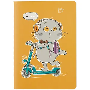 Записная книжка А6 32л кл. "Басик на самокате", тонир. внутр. блок, сшивка
