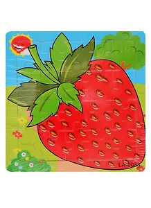 Деревянная пазл-рамка Рыжий кот Клубничка 20 элементов 15х15см  G216