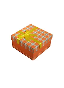 Коробка подарочная 13*12,5*6см, декор. бант, клетка, золото, картон, Хансибэг