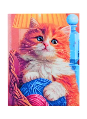 Алмазная мозаика квадратная 17x22 (класс.) с подр.,с полн.зап. (24 цв.) Котенок с клубками (Арт. F1-004) 2842702