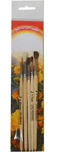 Кисти 5 штук, щетина №4, коза №4, белка №3, пони №2, пони №4 "Золотой шар"