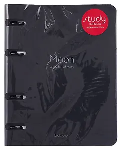 Тетрадь 120л кл. "Universe", черный, на кольцах, шелкография, обложка кожзам